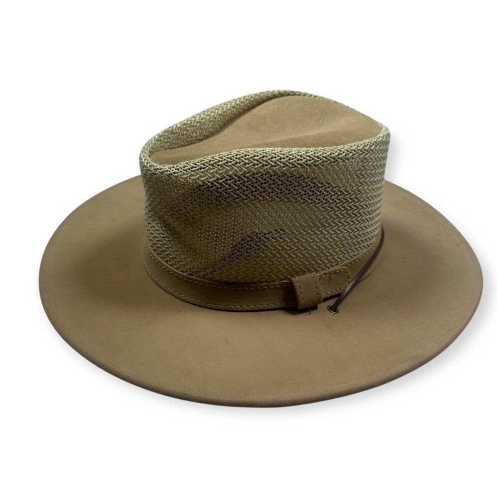 Minnetonka Safari Air Flow Outback‎ Hat Brown Leather Size Medium